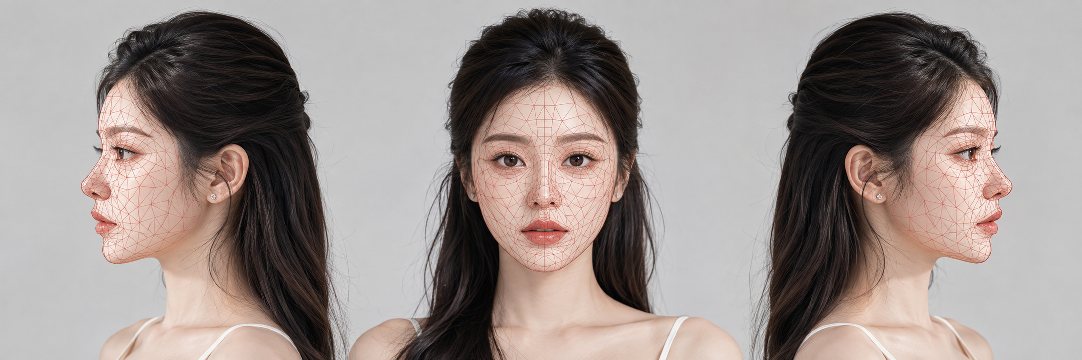 真人人脸加脸部网格纹理测试图